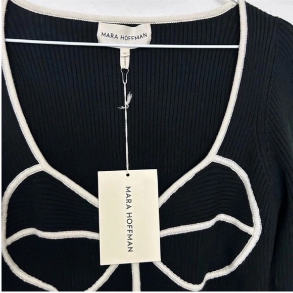 Mara Hoffman Naida Black Ribbed Contrast Sweater NWT - Picture 7 of 9